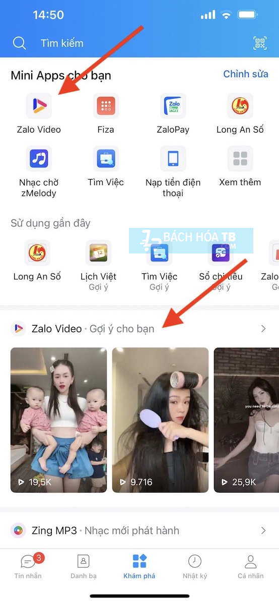 Vào phần Zalo Video