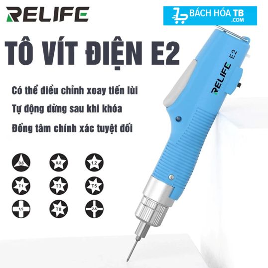 Bộ tô vít điện RELIFE E2 có điều chỉnh đánh trượt tránh toét ốc (kèm 9 mũi)