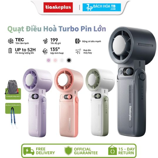 Quạt Sò Lạnh Cầm Tay Tiankerplus TF30 Air Ultra – 199 Cấp Gió, Pin 10000mAh, Màn Hình LED, , Cực Mát Mùa Hè