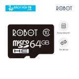 Thẻ Nhớ Micro SD ROBOT TF Card 64GB - Dành Cho Nhiều Loại Thiết Bị Camera, Laptop, Loa, Điện Thoại
