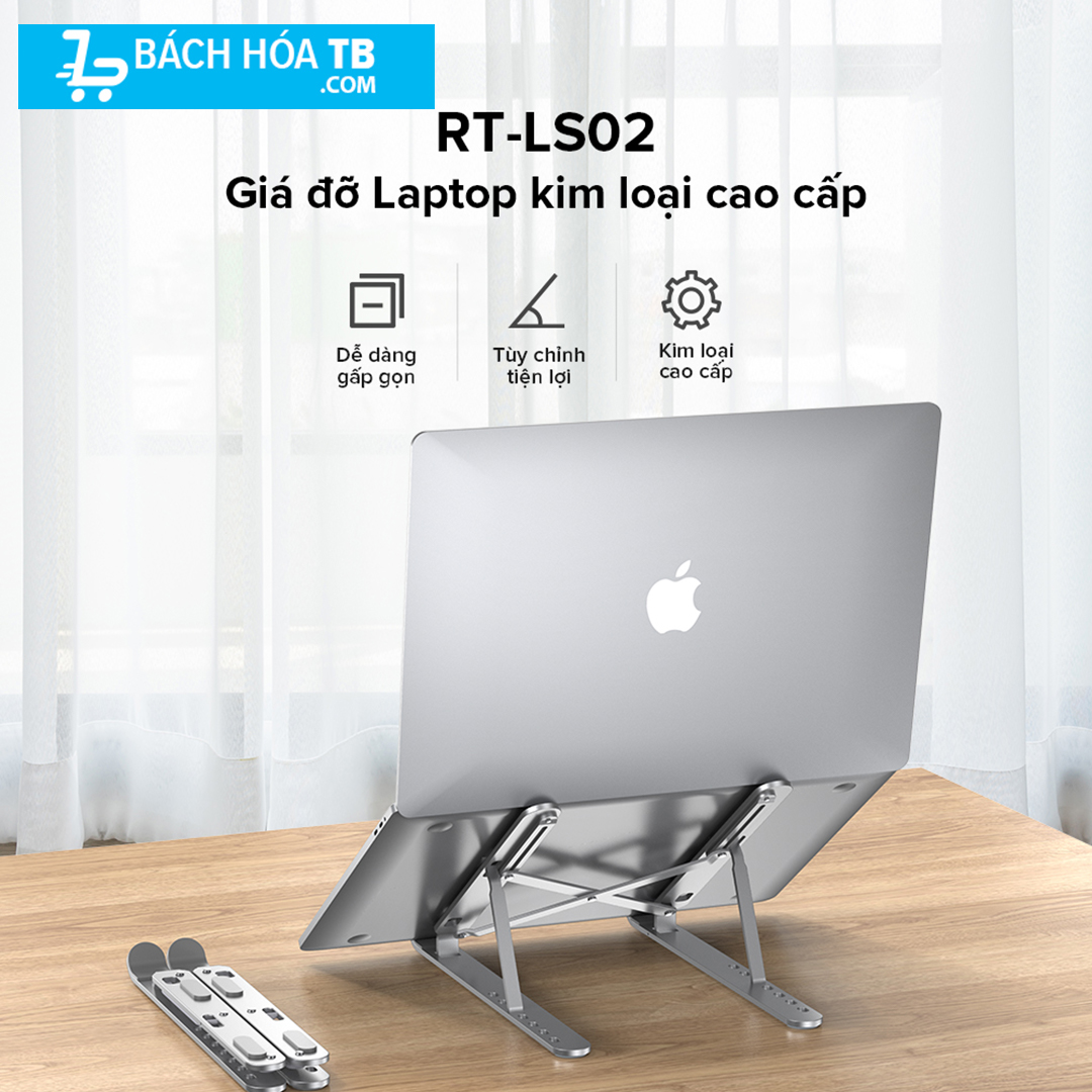 Đế LaptopROBOT RT-LS02 Nhôm Bạc - Đế laptop kiểu dáng đơn giản, gọn nhẹ