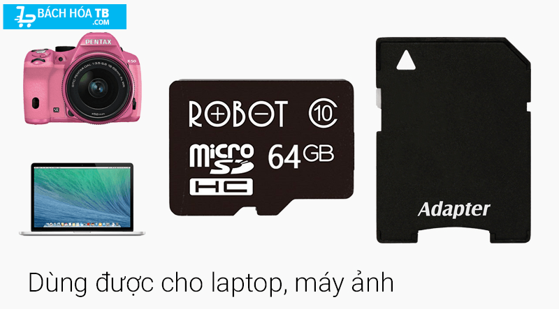 Thẻ nhớ MicroSD 16 GB Class 10 sử dụng được với máy ảnh, Laptop