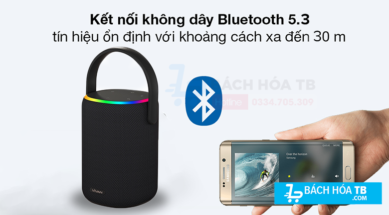 Loa Bluetooth VIVAN VS50 - Đường truyền kết nối không dây cực mượt với công nghệ Bluetooth 5.3